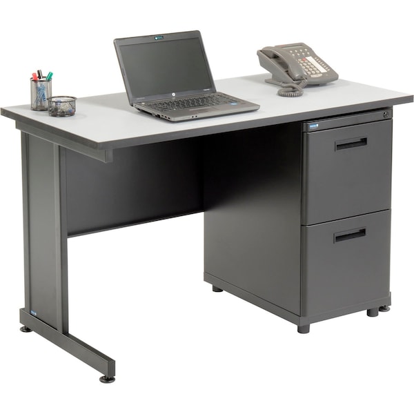 Interion By Global Industrial Wood Desk Kit, 24 in D X 30 in H, 48 in W X 670077GY - main